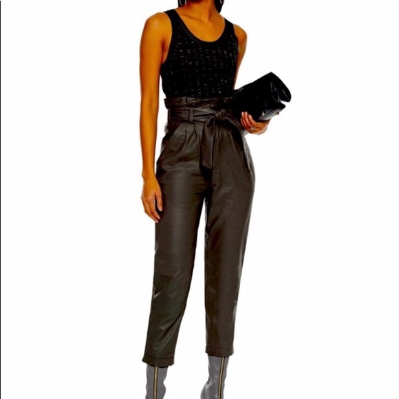 WALTER BAKER Maggie belted lambskin leather pants BRAND NEW Size 8 - Picture 1 of 9